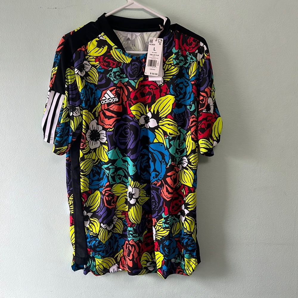 Adidas Tiro All Over Print Floral Tech T-Shirt Soccer Athletic Mens NWT)